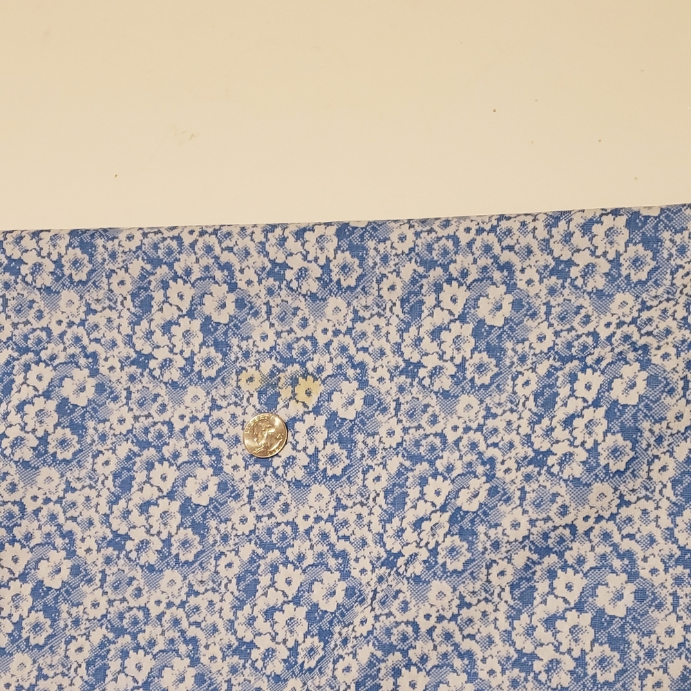 Vintage 1960s 1970s Baby Blue White Floral Polyester Fabric 60" Wide #84 - Picture 14 of 14